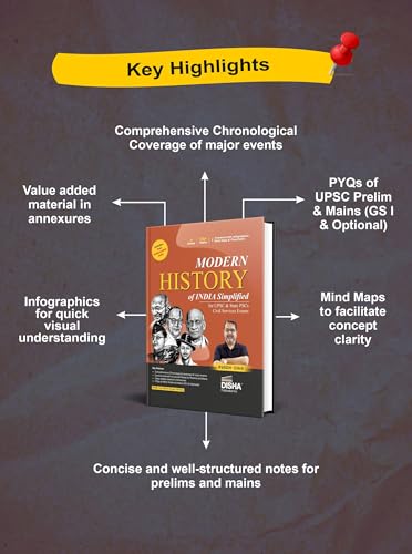 Disha Modern History of India Simplified by Avadh Ojha for UPSC & State PSC Civil Services Exams | 4 color Book Powered with Infographics, Mindmaps, Pictures & Tables | Includes Post Independent India