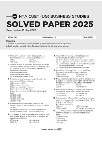 Arihant CUET UG Business Studies Chapterwise Notes & Question Bank 2026 | Based on Latest NTA Pattern | Chapterwise Quick Notes, NCERT Based MCQs, ... + CUET 2025 Solved Paper | English Medium