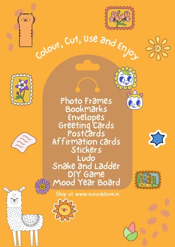 Colour and Create | Tear Out 61 items | DIY coloring book | Photo Frames, Ludo, Bookmarks, Stickers, Greetings Cards, and more | Craft Book | Colouring Book | Art Book