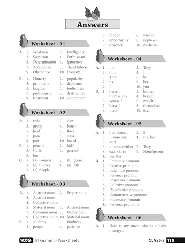 MTG 51 English Grammar Worksheets Class 8 – Grammar Work books to practice English concepts in interactive way (Based on CBSE/NCERT)