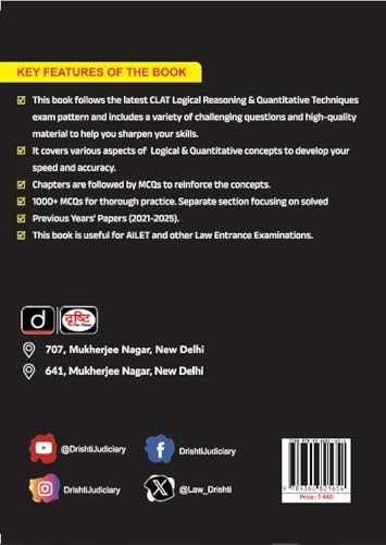 CLAT Workbook - Logical Reasoning & Quantitative Aptitude | Law Entrance Exam