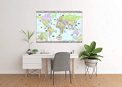 India & World Map ( Both Political & Physical ) with Constitution of India Chart | LAMINATED | SET OF 5 | Useful for UPSC, SSC, IES and other competitive exams