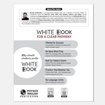 PW White Book of English Vocabulary June 2025 Edition By Bhragu Sir For SSC CGL, CHSL, MTS, CPO, GD, Banking, Defence, Teaching & Other Competitive Exams (Bilingual) [Paperback] Bhragu Kulshrestha
