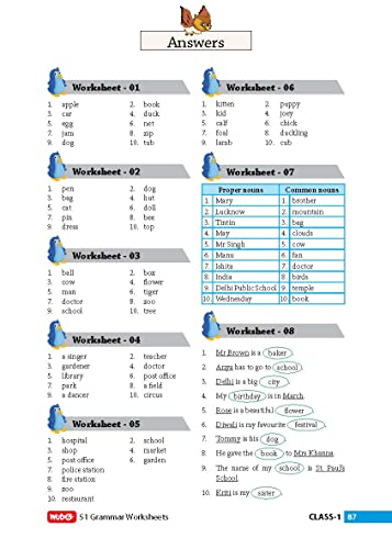 MTG 51 English Grammar Worksheets Class 1 – Grammar Work books to practice English concepts in interactive way (Based on CBSE/NCERT)