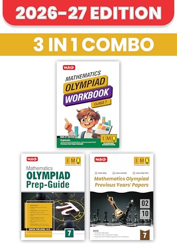 MTG Mathematics Olympiad (IMO) Workbook, Prep Guide & Previous Years Papers Class 7 (PYQs) with Mock Test Paper - SOF Olympiad Books For 2026-27 Exam (Set of 3 Books)