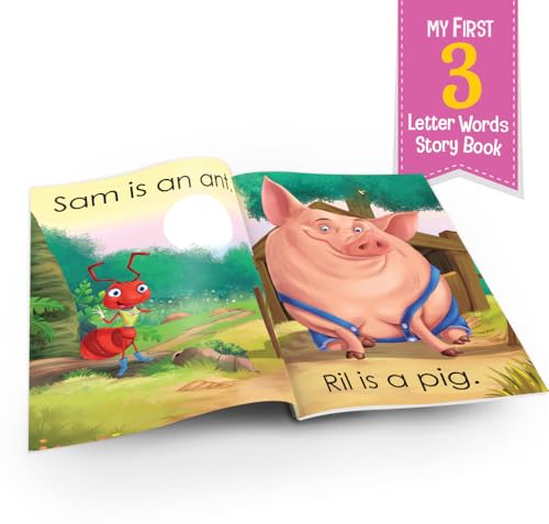 Phonics My First 3 Letter Words Story Books for Kids Age 3-6 Years | Set of 4 Colourful Illustrated Early Reading Books | Learn to Read | Beginner Readers | Majestic Book Club
