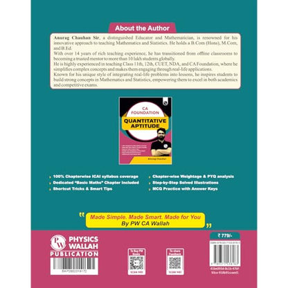 PW CA Foundation Quantitative Aptitude By Anurag Chauhan Applicable For September 2026 l Including Chapterwise ICAI Syllabus | Short Ticks & Smart Tips | MCQ Practice & PYQ Analysis