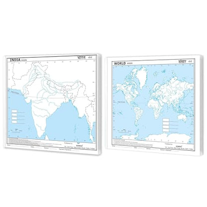 SMALL - 100 INDIA RIVER OUTLINE MAP FOR SCHOOL and SMALL - 100 WORLD RIVER OUTLINE MAP FOR SCHOOL | Combo of 2