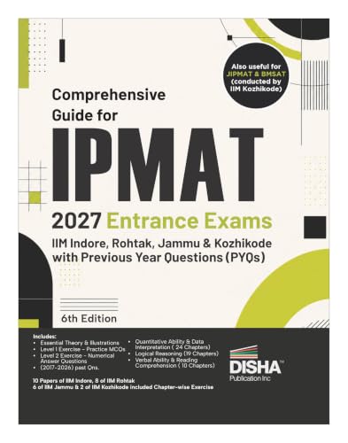 Disha Comprehensive Guide for IPMAT 2027 Entrance Exams (IIM Indore, Rohtak, Jammu & Kozikode) with Previous Year Questions (PYQs) 6th Edition | Study Notes | IPMAT 2027 Book