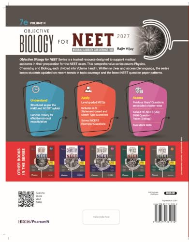 Pearson Objective Biology for NEET - Vol - II 2027 | Includes 2026 NEET cancelled paper & re exam paper | 9500 + MCQs| 2 mock test paper|NEET and NCERT curriculum