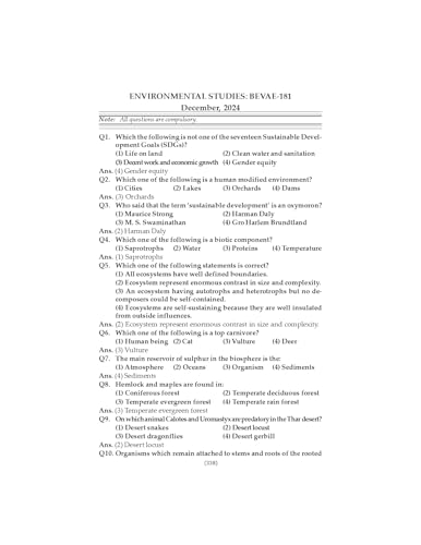 Gullybaba IGNOU BAEGH 1st Sem BEVAE-181 Environmental Studies in English - Latest Edition IGNOU Help Book with Solved Previous Year's Question Papers and Important Exam Notes