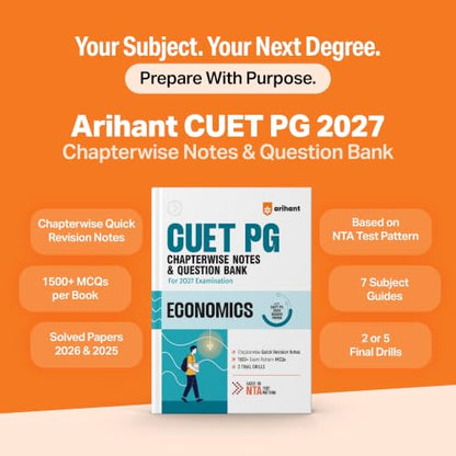 Arihant CUET PG Economics 2027 | Chapterwise Notes & Question Bank | 1500+ Exam Pattern MCQs | 5 Final Drills | CUET PG 2026 Solved Paper | Based on NTA Test Pattern