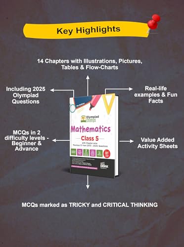 Disha Olympiad Champs Mathematics Class 5 with Chapter-wise Previous 13 Year (2013 - 2025) Questions 7th Edition | Complete Prep Guide with Theory, PYQs, Past & Practice Exercise