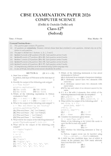 Oswaal CBSE Class 12 Computer Science Question Bank | Chapter & Topic-wise Solved Papers (2017–2026) | Based on Latest Syllabus (April 2026) | Includes 2026 Papers | For 2027 Exam