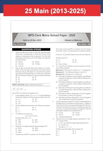 Disha 26 Year-wise IBPS Clerk Preliminary & Main Exams Previous Year Solved Papers (2025 - 2011) 8th Edition