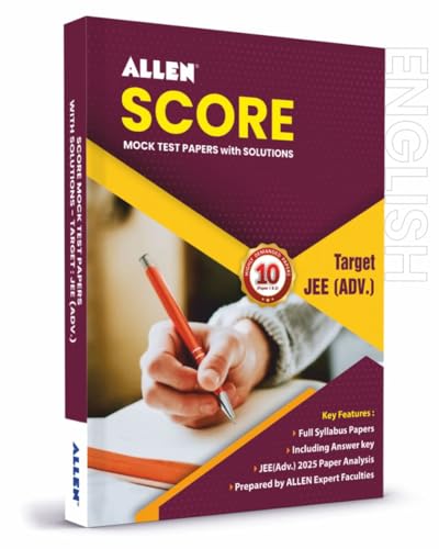 ALLEN Score 10 Test Papers with Solutions (Paper 1 & 2) for JEE Advanced in English Physics, Chemistry & Mathematics Mock Test papers