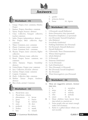 MTG 51 English Grammar Worksheets Class 7 – Grammar Work books to practice English concepts in interactive way (Based on CBSE/NCERT)