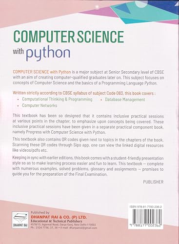 Progress In Computer Science With Python Textbook & Practical Book For Class 12 - by Sumita Arora (2026-27)