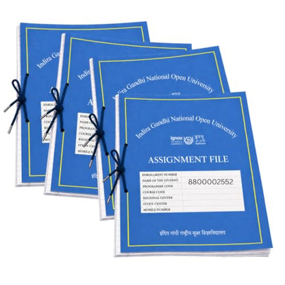 IGNOU Assignment File Kit for 4 Subjects with Front Page, ID Card Page & 30 Ruled Sheets per File, Pack of 4