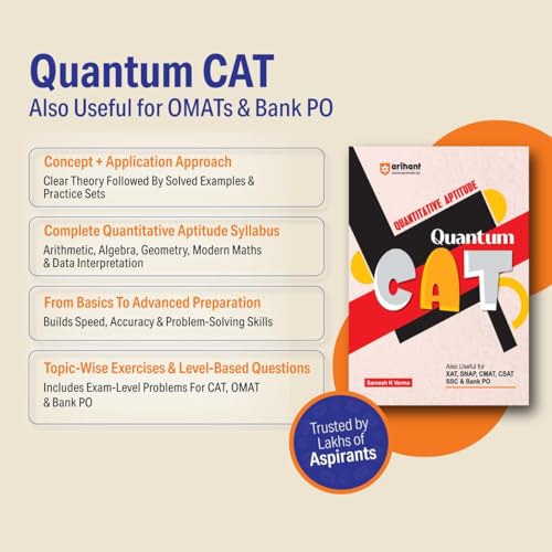 Arihant Quantum CAT Quantitative Aptitude Book | MBA Entrance Exam Preparation Guide | QA Concepts, Practice Questions & Shortcuts | Useful for CAT, ... CSAT, SSC & Bank PO | by Sarvesh K Verma