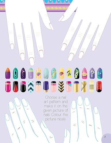 Nail Art and Hair Style Colouring and Sticker Activity Book for Kids Age 3 -6 years- Create and Colour Your Own Nail Art with 100+ Glitter Stickers