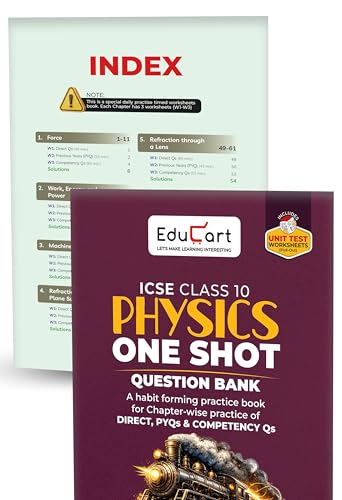 Educart ICSE Class 10 One Shot Question Bank 2027 (Set of 8 Books) | Physics, Chemistry, Maths, Biology, English 1 & 2, Geography, History & Civics | 2026–27 Exam