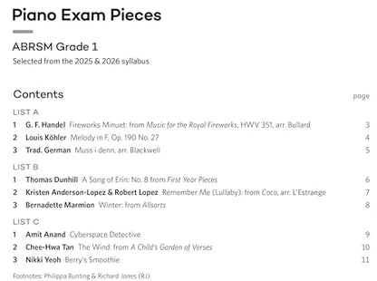 Piano Exam Pieces 2025 & 2026, ABRSM Grade 1: Selected from the 2025 & 2026 syllabus (ABRSM Exam Pieces)