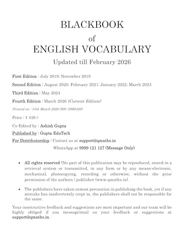 Blackbook of English vocabulary 2026 Edition (English - Hindi : Bilingual) by Nikhil Gupta