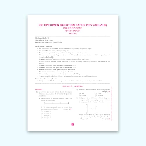 VATSAL ISC Board Physics Handbook for Class 12th Academic Year 2023-24 - Nageen Prakashan