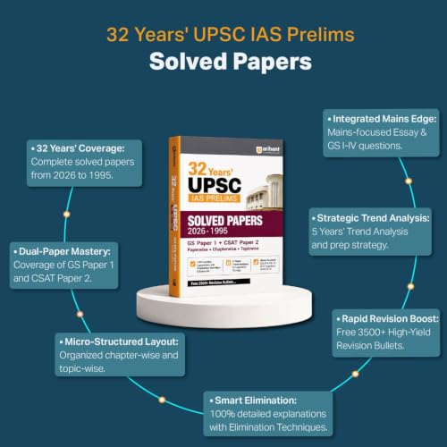 Arihant UPSC IAS Prelims 32 Years' Solved Papers (1995–2026) | GS Paper I & CSAT Paper II | Chapterwise, Topicwise & Paperwise Previous Year Questions with Detailed Solutions | English Medium