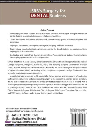 SRB's Surgery for Dental Students, 3/E for BDS Students | General Surgery Textbook with Head-Neck, Salivary Glands, Maxillofacial Injuries, Oral Cavity and Clinical Examination for Practicals