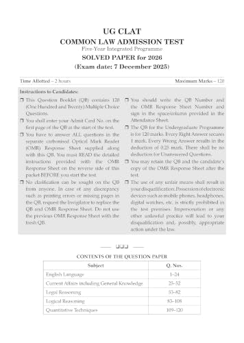 Oswaal CLAT (UG) & AILET | Year-wise | 10 Previous Solved Papers | (2021-2026) | For 2027 Admission Test