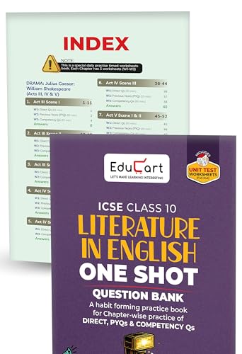 Educart ICSE Class 10 One Shot Question Bank 2027 (Set of 8 Books) | Physics, Chemistry, Maths, Biology, English 1 & 2, Geography, History & Civics | 2026–27 Exam