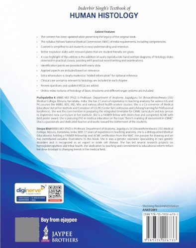 Inderbir Singh's Textbook of Human Histology, 12/E for MBBS, BDS, BAMS, BHMS and BSc Nursing with Free One Stop Resource Book for All Your Exam Needs | Hand-Drawn Diagrams, Slide ID Points and MCQs