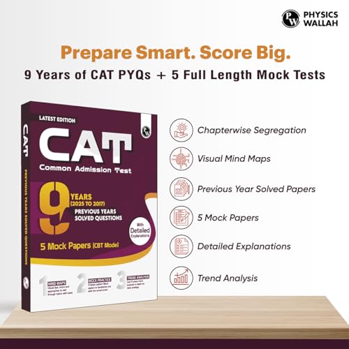 PW CAT 9 Years Chapterwise & Topicwise Previous Years Solved Questions (2025-2017) and 5 Mock Papers (CBT Mode) with Detailed Explanations | Included Mind Maps & Trend Analysis