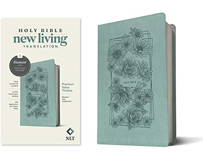 Nlt Premium Value Thinline Bible, Filament Enabled Edition (Leatherlike, Bouquet Teal): New Living Translation, Bouquet Teal, Leatherlike, Premium Value Thinline Bible, Filament Enabled Edition