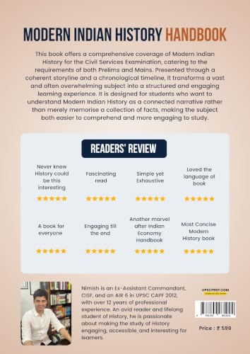 Modern Indian History Handbook | Nimish Kapur | 1st Edition | 2026 | UPSC Civil Services and Other Competitive Examinations | UPSC | State PCS | Mains | Prelims | Topic-wise PYQs | Modern Indian History | Indian National Movement | Free AnswerCraft