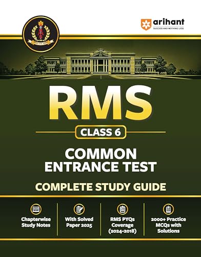 Arihnat RMS Class 6 Common Entrance Guide Book | Complete Study Guide for Rashtriya Military School Entrance Exam | Chapterwise Notes & Solved Paper ... Practice MCQs with Solutions | English Medium