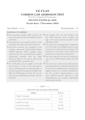 Oswaal CLAT (UG) (Common Law Admission Test) | 10 Mock Test Papers | For 2027 Admission Test