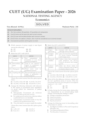 Oswaal NTA CUET (UG) Chapter-wise Solved Papers Question Bank | Economics | PYQs (2022–2026) NCERT aligned MCQs | With Solved Paper 2026 | For 2027 Exam | With Oswaal AI