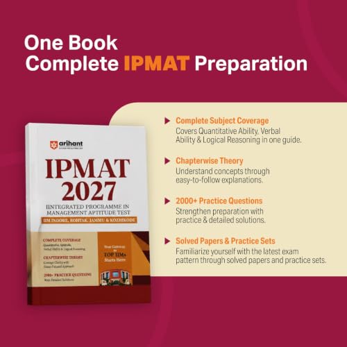 Arihant IPMAT 2027 | Complete Preparation Guide for IIM Indore, Rohtak, Jammu & Kozhikode | Chapterwise Theory & 2000+ Practice Questions with Detailed Solutions and Latest Solved Paper