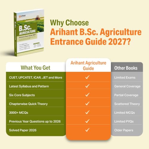 Arihant B.Sc. Agriculture Entrance Exam 2027 | Complete Study Guide for CUET, UPCATET, ICAR, Rajasthan JET & Other Agriculture Entrance Exams | ... up to 2026 & Latest Syllabus | Hindi Medium