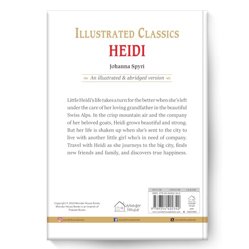 Heidi : Illustrated Abridged Children Classics English Novel with Review Questions