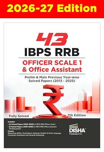 Disha 43 IBPS RRB Officer Scale 1 & Office Assistant Prelim & Main Previous Year-wise Solved Papers (2013 - 2025) 7th Edition | PYQs