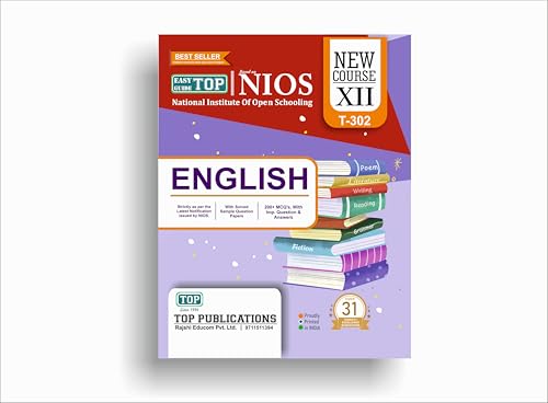 TOP NIOS Class 12 English T-302 New Syllabus English Medium Guide (Including Objective Type MCQs) | Updated with Latest Syllabus and Exam Pattern as per NIOS Latest Notification