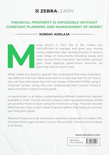 Money Smart in Your 20s & 30s - Beginners' Handbook for Financial Fitness in India | Investing, Mutual Funds, Tax Planning, Retirement Planning, Insurances, Stocks | Zebralearn Books