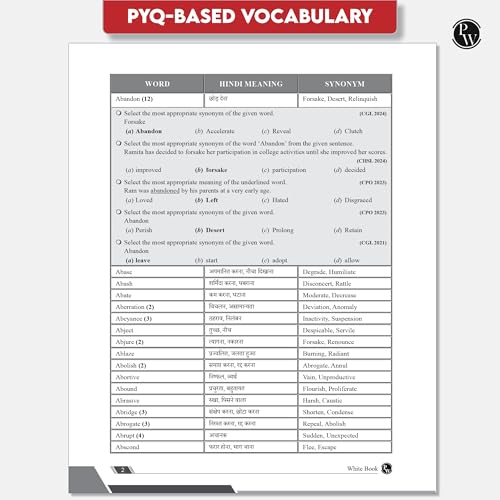 PW White Book of English Vocabulary June 2025 Edition By Bhragu Sir For SSC CGL, CHSL, MTS, CPO, GD, Banking, Defence, Teaching & Other Competitive Exams (Bilingual) [Paperback] Bhragu Kulshrestha