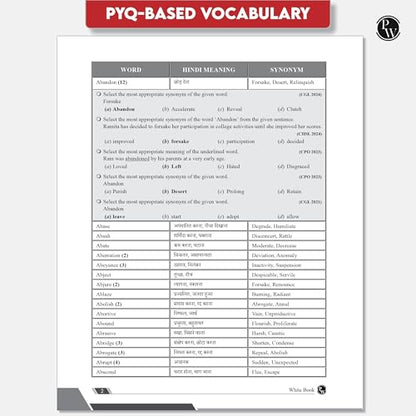 PW White Book of English Vocabulary June 2025 Edition By Bhragu Sir For SSC CGL, CHSL, MTS, CPO, GD, Banking, Defence, Teaching & Other Competitive Exams (Bilingual) [Paperback] Bhragu Kulshrestha