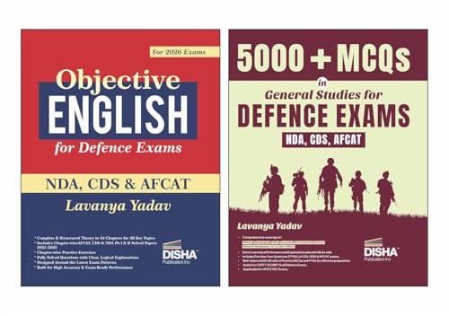 Disha Combo (2 Books) Objective English with 5000+ MCQs in General Studies for Defence Exams - NDA, CDS & AFCAT | For 2026 & 2027 Exams | Includes PYQs | Fully Solved | General Knowledge & Science