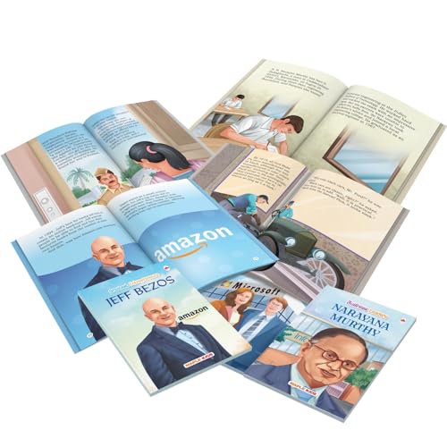 Story Books for Kids - Greatest Entrepreneurs (Set of 10 Books) (Illustrated) - Biographies for Kids - Elon Musk, Bill Gates, Jeff Bezos, Steve Jobs, Ambani, Narayana Murthy, … - Age 6+ Years